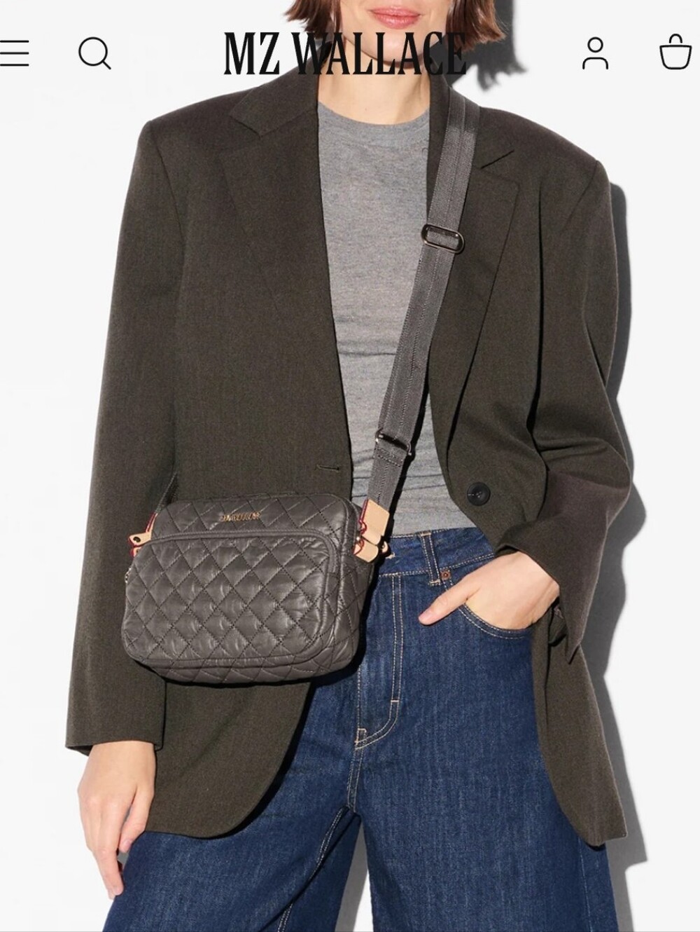 MZ Wallace Small Metro Camera Crossbody Bag In Magnet Core Gray Grey Taupe NEW